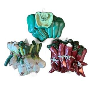 Realistic Resin Vegetable Bundles Bell Chili Peppers Scallions Kitchen Decor Art
